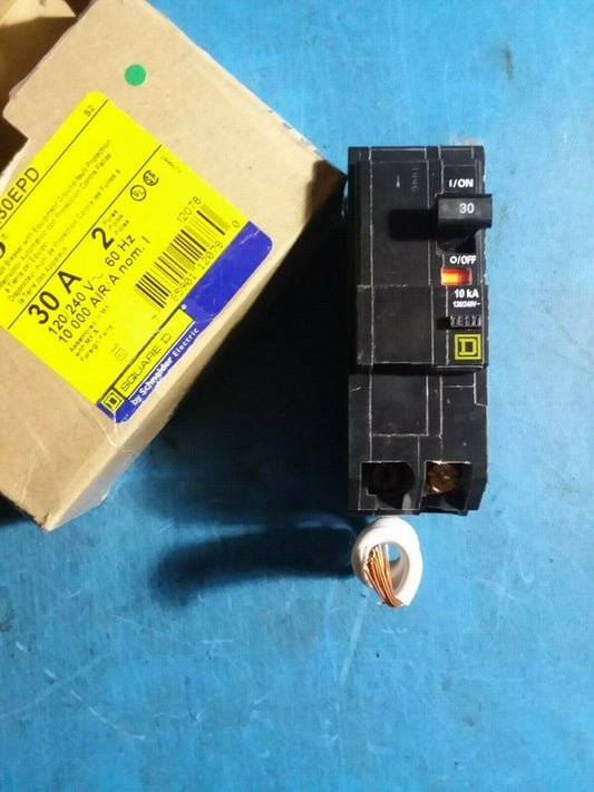 QOB230EPD - Square D 30A Amp 2P Pole 10kA@120/240V Ground Fault GFCI Bolt On Circuit Breaker - QOB230EPD