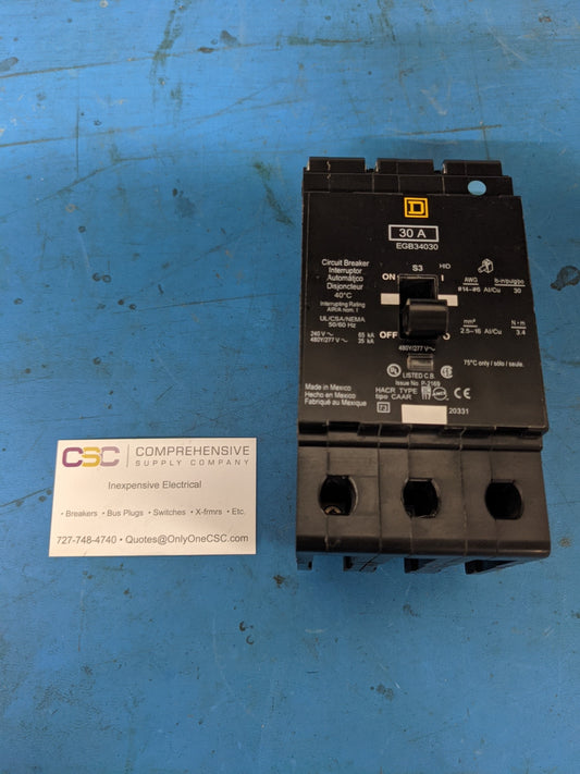 EGB34030 - Square D 30A Amp 3P Pler 277V 35kA@480V Bolt On Egb Circuit Breaker