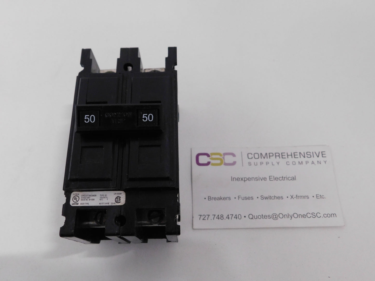 QC2050 - Cutler Hammer 50A Amp 2P Pole 10kA@120/240V Feed Through Quicklag Circuit Breaker