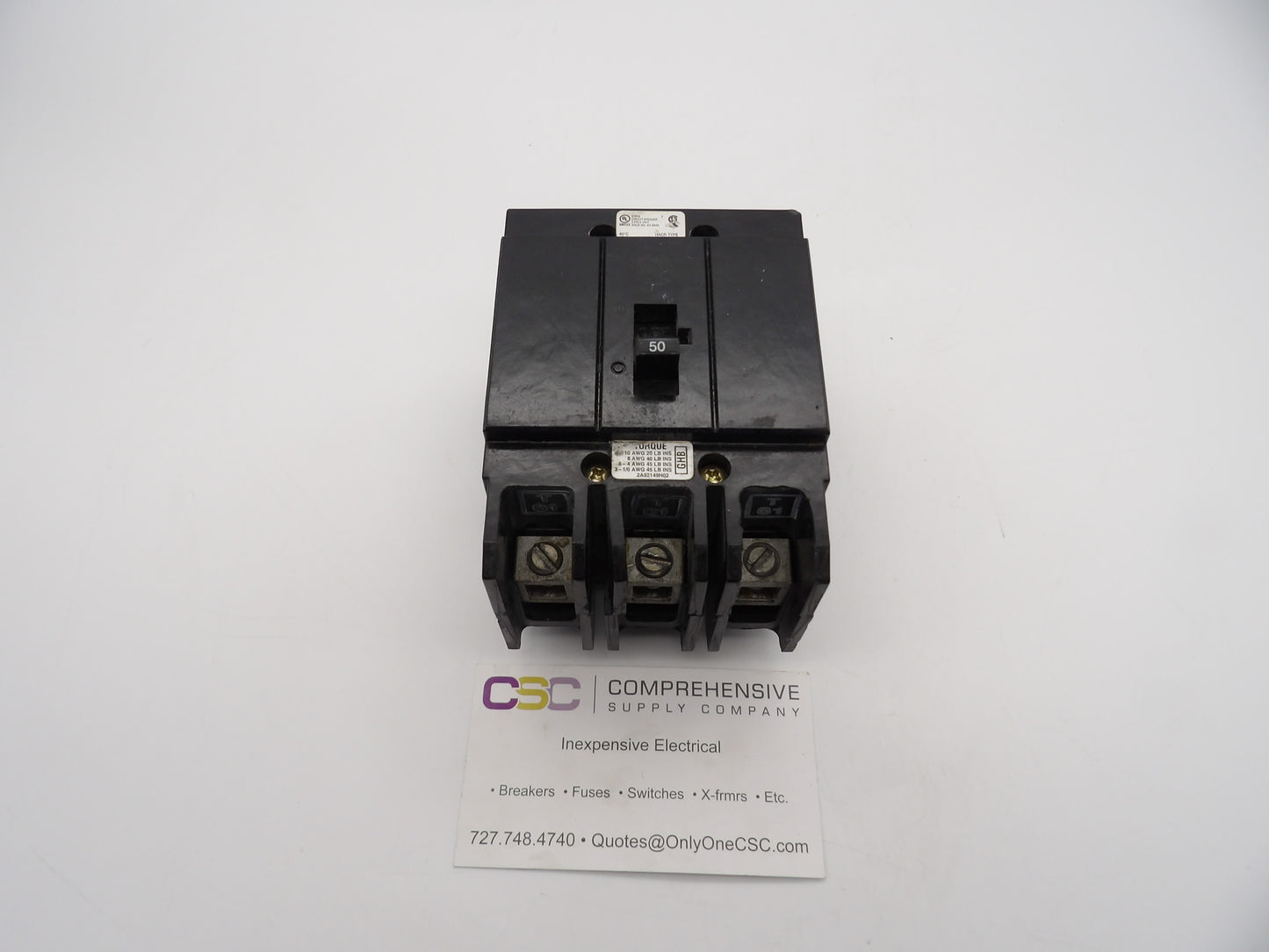 GHB3050 - Cutler Hammer 50A Amp 3P Pole 14kA@480Y/277V Bolt On Circuit Breaker