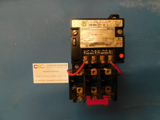 8536SBG2S - Square D 3P Pole 600V Nema Size 0 Motor Starter Type S W/240/480V Coil