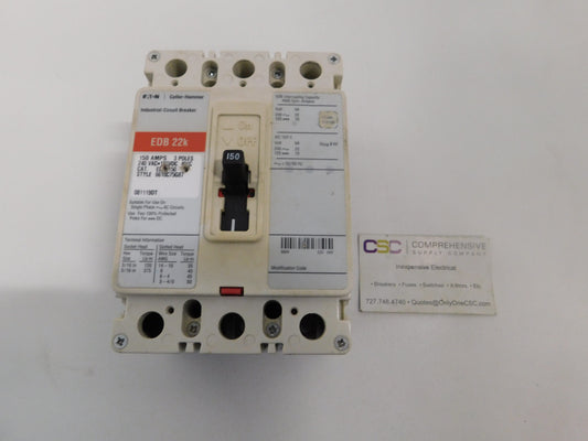 ED3150 - Cutler Hammer 150A Amp 3P Pole 65kA@240V Feed Through Circuit Breaker W/Red Label