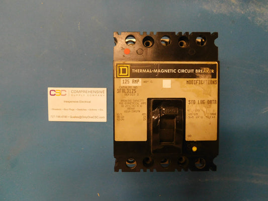 SFAL3125 - Square D 125A Amp 3P Pole 415/240V Feed Thru Fal Circuit Breaker