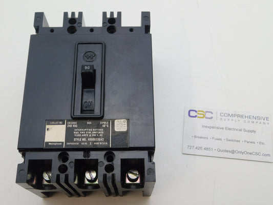 EB3090 - Westinghouse 90A Amp 3P Pole 10kA@240V Bolt On Circuit Breaker-U