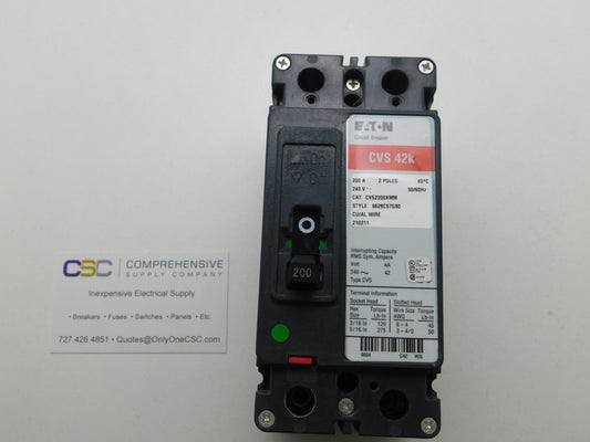 CVS2200XMM - Eaton 200A Amp 2P Pole 42kA@240V Bolt On Circuit Breaker