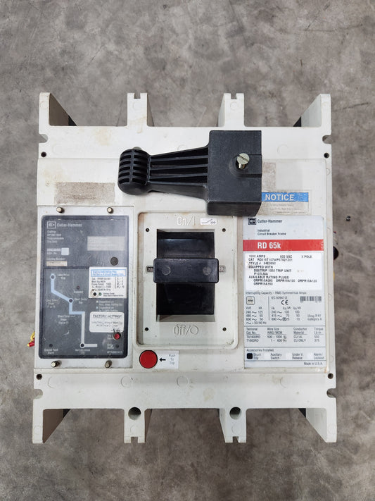 RD316T107WP57S21Z01 - Cutler Hammer 1600A Amp 3P Pole 600V 65kA@480V Circuit Breaker W/P107Lsia Trip And Rp6R16A160 1600A Rating Plug