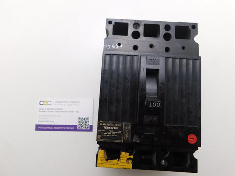 TEB132100 - GE 100A Amp 3P Pole 10kA@240V Bolt On Circuit Breaker - Older Series