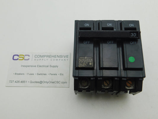 THQL32030 - GE 30A Amp 3P Pole 10kA@240V Plug On Circuit Breaker - Older Series