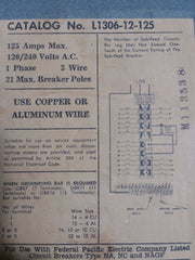 L1306-12-125 - Fpe Panel Board Cover 125A Amp 21 Space