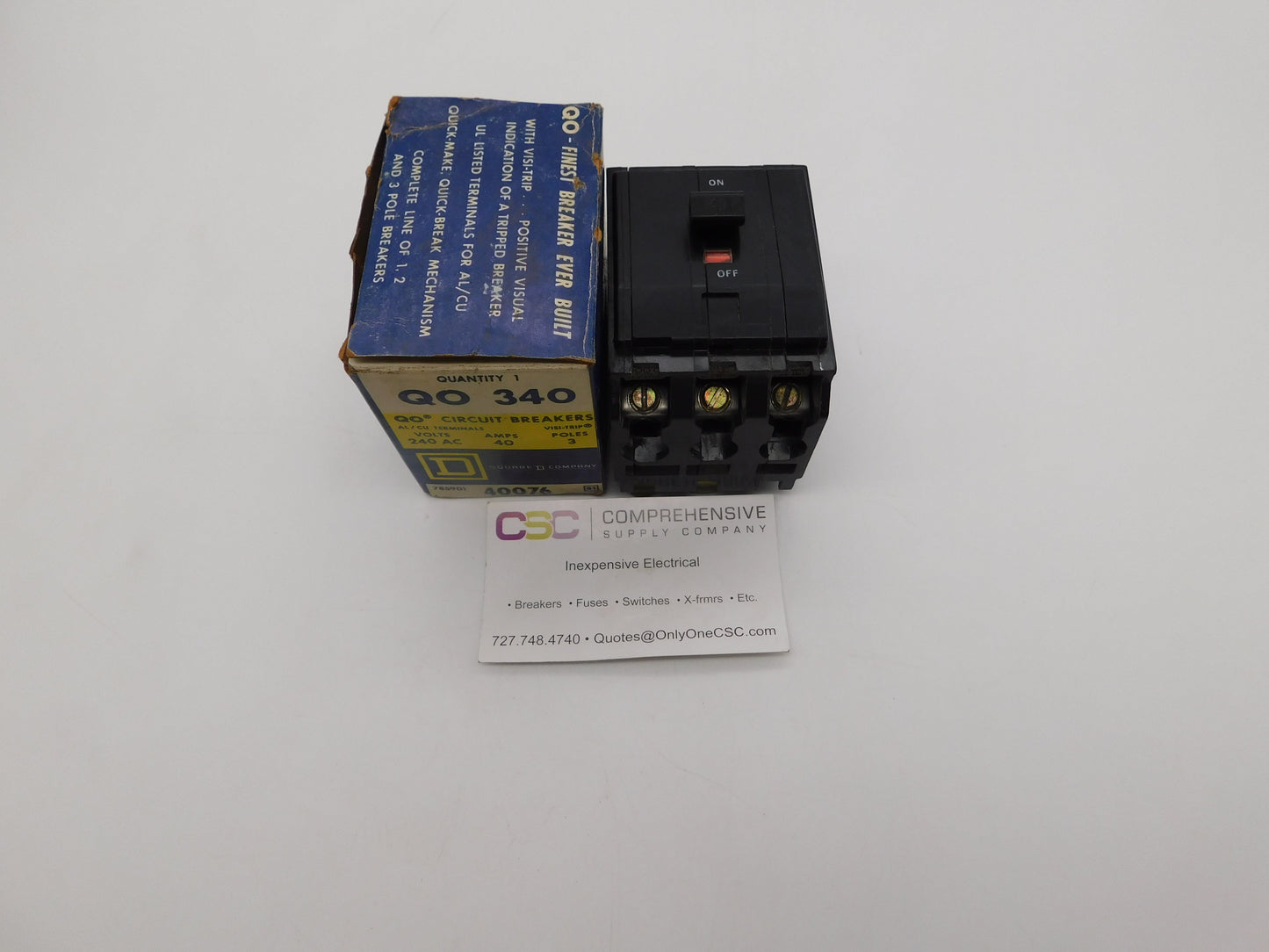 QO340 - Square D 40A Amp 3P Pole 10kA@240V Plug On Black Circuit Breaker