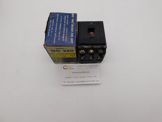 QO340 - Square D 40A Amp 3P Pole 10kA@240V Plug On Black Circuit Breaker