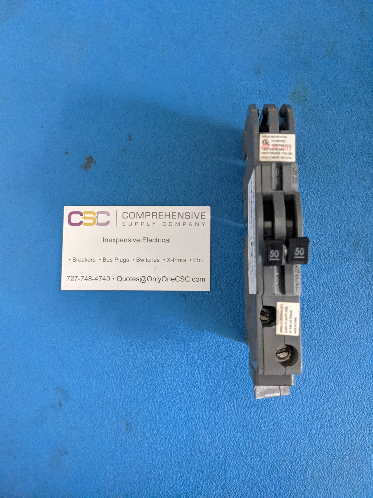 UBIZ-0250 - Connecticut Electric 50A Amp 2P Pole 10kA@120/240V Plug On Zinsco Replacement Circuit Breaker