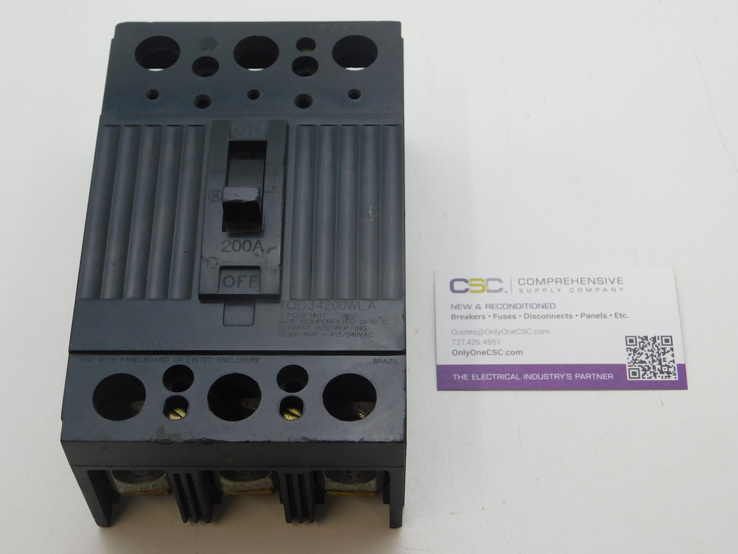 TQD34200WLA - GE 200A Amp 3P Pole 10kA@415/240V Bolt On Circuit Breaker W/Lugs - Tqd32200