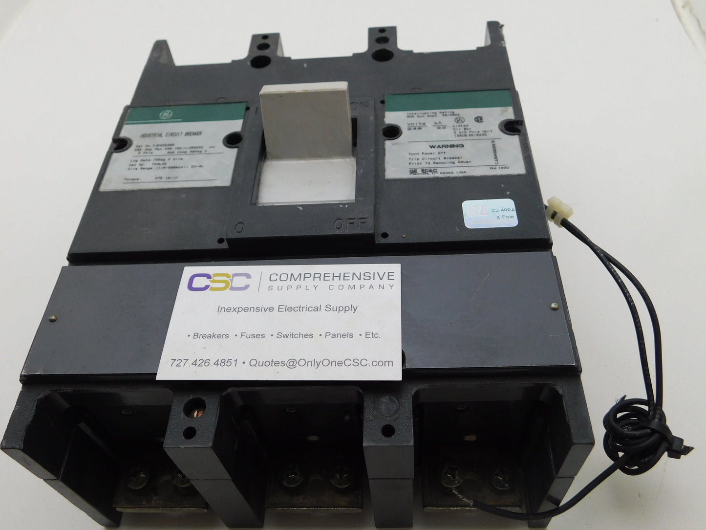 TJD432400 - GE 400A Amp 3P Pole 22kA@240V Bolt On Circuit Breaker W/120V Shunt Trip