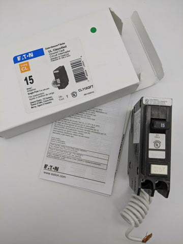 CL115GFT - Eaton 15A Amp 1P Pole 10kA@120V Plug On Ground Fault GFCI Circuit Breaker
