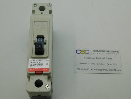 EHD1030 - Cutler Hammer 30A Amp 1P Pole 14kA@277V Feed Through Circuit Breaker W/Red Label