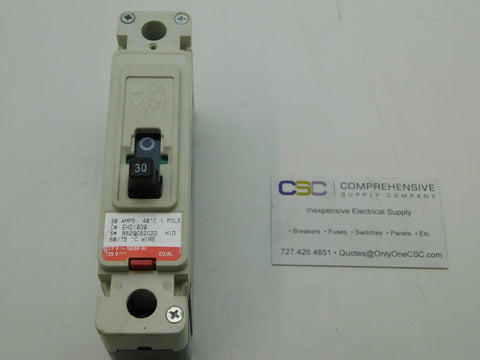 EHD1030 - Cutler Hammer 30A Amp 1P Pole 14kA@277V Feed Through Circuit Breaker W/Red Label