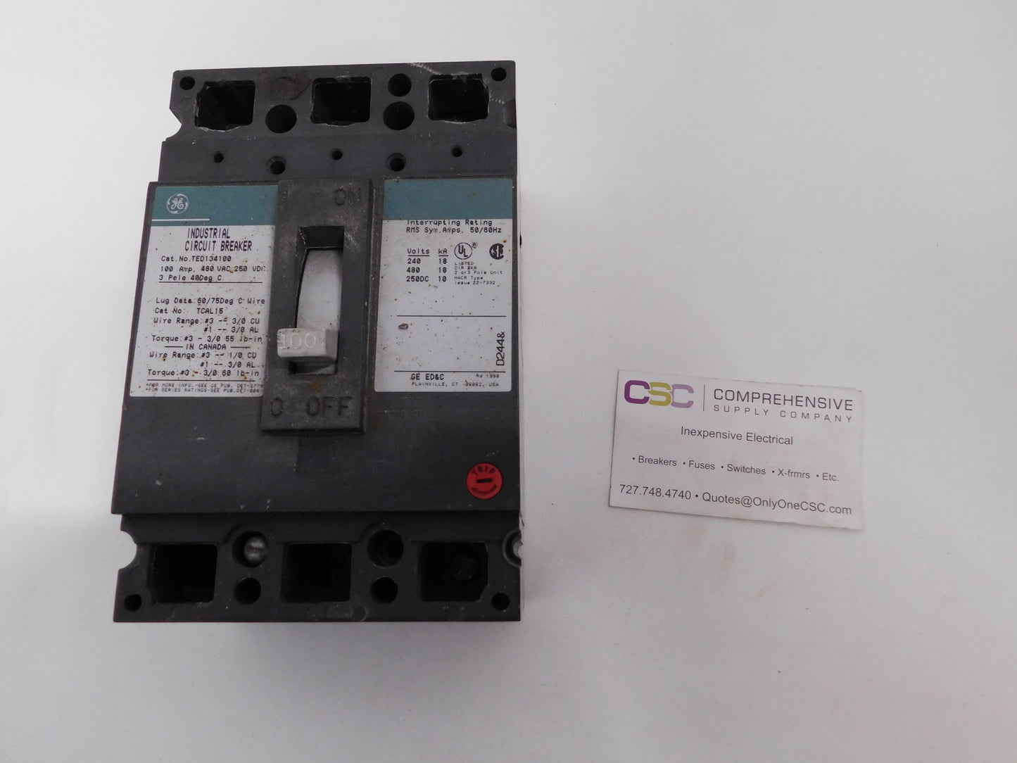 TED134100 - GE 100A Amp 3P Pole 18kA@480V Bolt On Circuit Breaker
