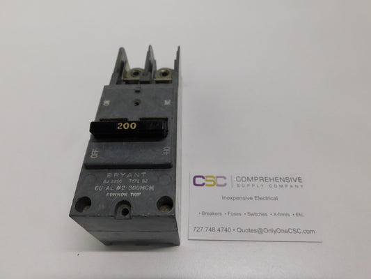 BJ2200 - Bryant 200A Amp 2P Pole 10kA@120/240V Plug On Gray Main Circuit Breaker