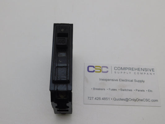 QO140 - Square D 40A Amp 1P Pole 10kA@120/240V Plug On Black Circuit Breaker