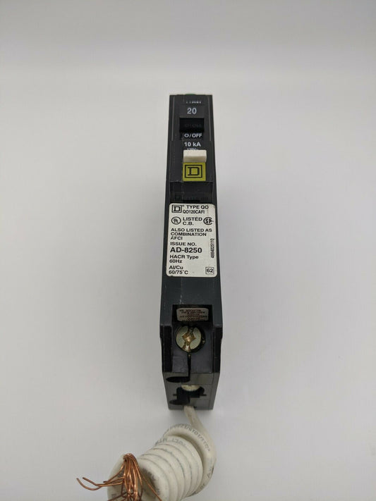 QO120CAFI - Square D 20A Amp 1P Pole 10kA@120V Plug On Combo Arc Fault AFCI Circuit Breaker