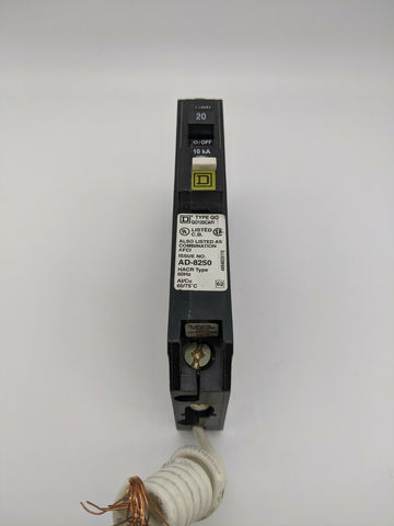 QO120CAFI - Square D 20A Amp 1P Pole 10kA@120V Plug On Combo Arc Fault AFCI Circuit Breaker
