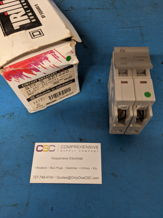 SDT220 - Square D 20A Amp 2P Pole 10kA@120/240V Plug On Sdt Circuit Breaker