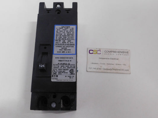 CHH2125H2X - Eaton 125A Amp 2P Pole 25kA@240V Bolt On Circuit Breaker W/Blue Label