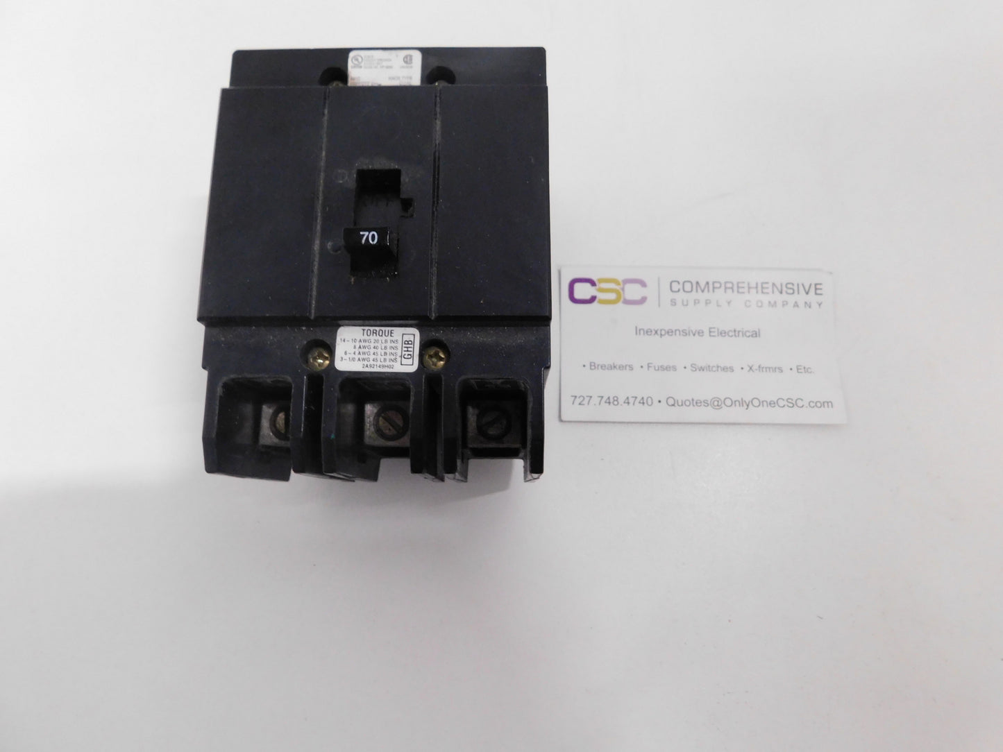 GHB3070 - Cutler Hammer 70A Amp 3P Pole 14kA@480Y/277V Bolt On Circuit Breaker
