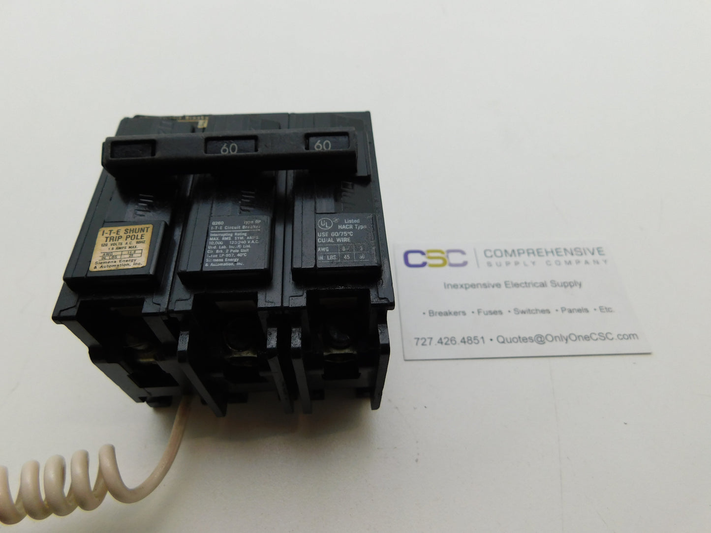 Q26000S01 - Siemens 60A Amp 2P Pole 10kA@120/240V Plug On Circuit Breaker - Older Series & 120V Shunt Trip