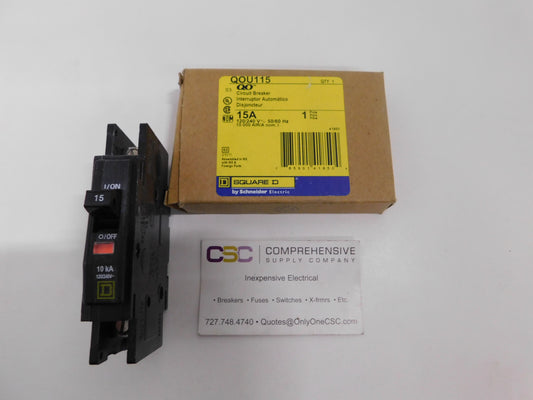 QOU115 - Square D 15A Amp 1P Pole 10kA@120/240V Feed Through Circuit Breaker