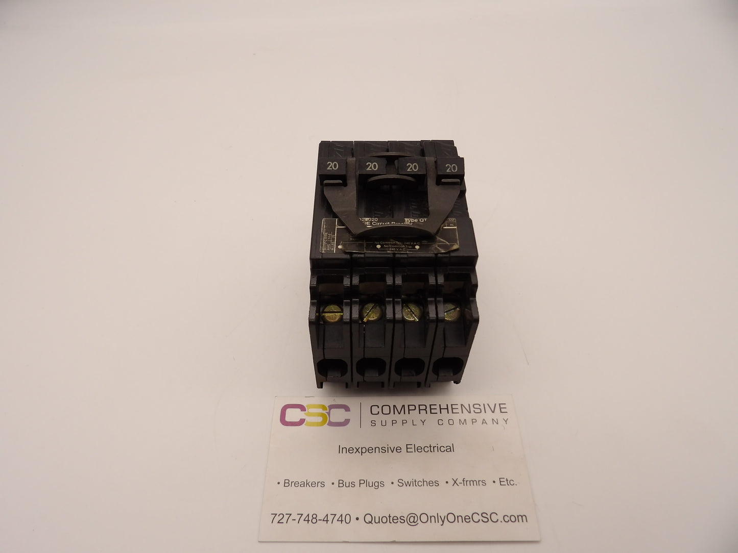 Q22020 - Siemens 20A/20A/20A/20A Amp 4P (2P/2P) Pole 10kA@120/240V Plug On Quadplex Circuit Breaker