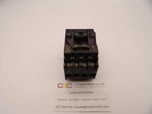 Q22020 - Siemens 20A/20A/20A/20A Amp 4P (2P/2P) Pole 10kA@120/240V Plug On Quadplex Circuit Breaker