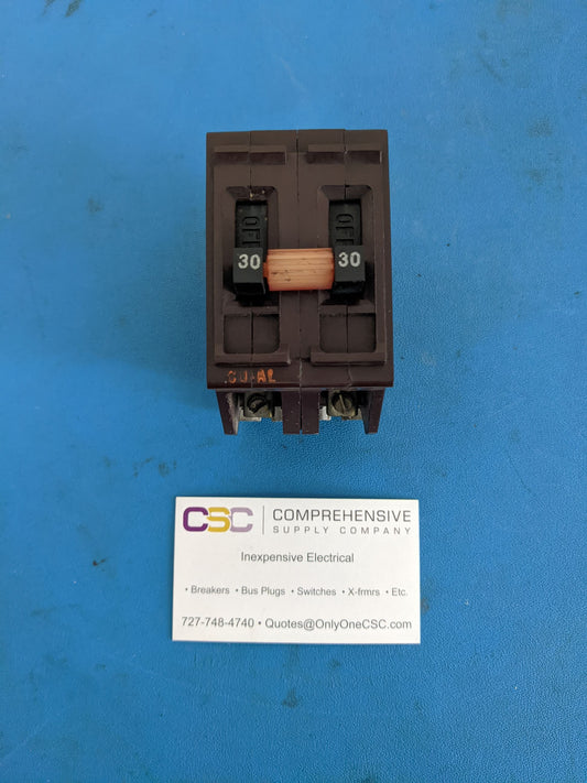A230 - Wadsworth 30A Amp 2P Pole 10kA@240V Plug On Circuit Breaker W/Metal Foot