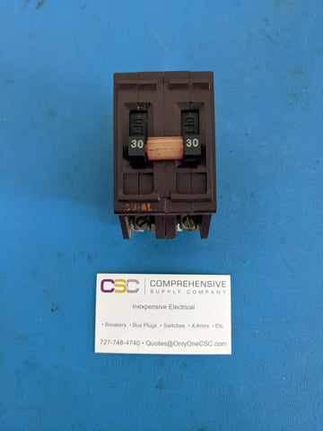 A230 - Wadsworth 30A Amp 2P Pole 10kA@240V Plug On Circuit Breaker W/Metal Foot
