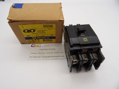 QOU340 - Square D 40A Amp 3P Pole 10kA@240V Feed Through Circuit Breaker