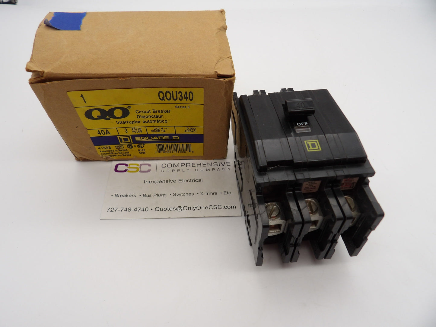 QOU340 - Square D 40A Amp 3P Pole 10kA@240V Feed Through Circuit Breaker