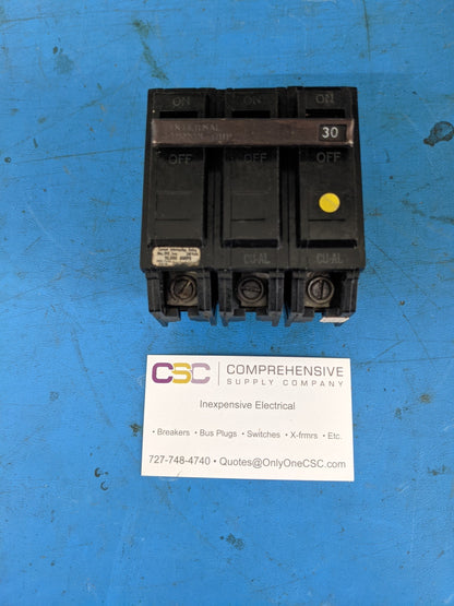 THQL32030 - GE 30A Amp 3P Pole 10kA@240V Plug On Circuit Breaker - Older Series