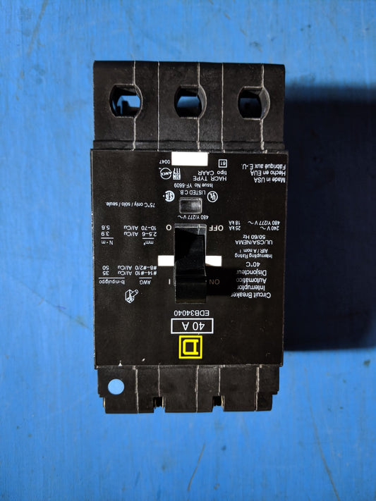 EDB34015 - Square D 15A Amp 3P Pole 18kA@480Y/277V Bolt On Circuit Breaker