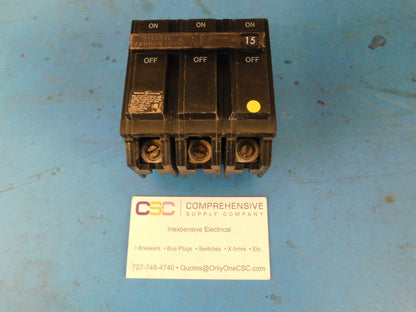 THQL32015 - GE 15A Amp 3P Pole 10kA@240V Plug On Circuit Breaker - Older Series