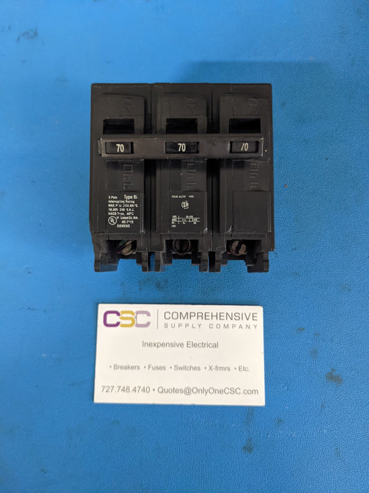 B370 - Siemens 70A Amp 3P Pole 10kA@240V Bolt On Circuit Breaker - Older Series