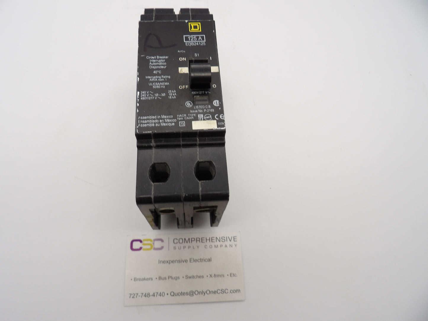 EDB24125 - Square D 125A Amp 2P Pole 18kA@480Y/277V Bolt On Circuit Breaker