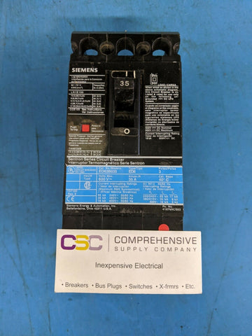 ED63B035 - Siemens 35A Amp 3P Pole 600V 25kA@480V Feed Through Circuit Breaker W/Black Label