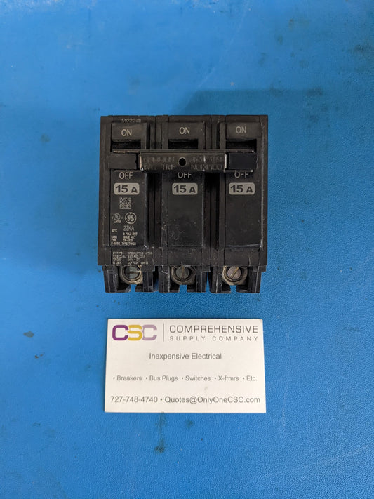 THHQB32015 - GE 15A Amp 3P Pole 22kA@240V Bolt On Circuit Breaker