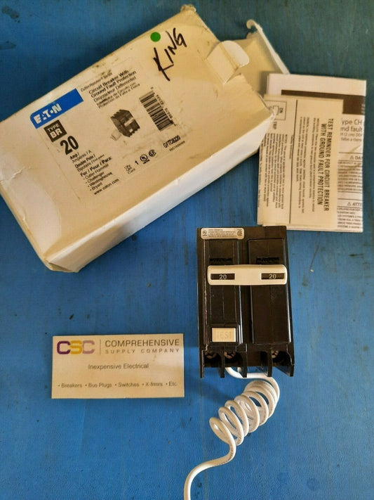 GFTCB220 - Eaton 20A Amp 2P Pole 10kA@120/240V Plug On Ground Fault GFCI Circuit Breaker