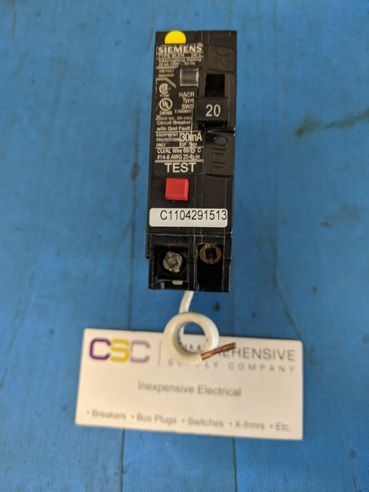 BE120H - Siemens 20A Amp 1P Pole 22kA@120V Bolt On GFCI Equip Protection Circuit Breaker