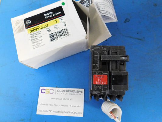 THQB2130GF - GE 30A Amp 2P Pole 10kA@120/240V Bolt On Ground Fault GFCI Circuit Breaker