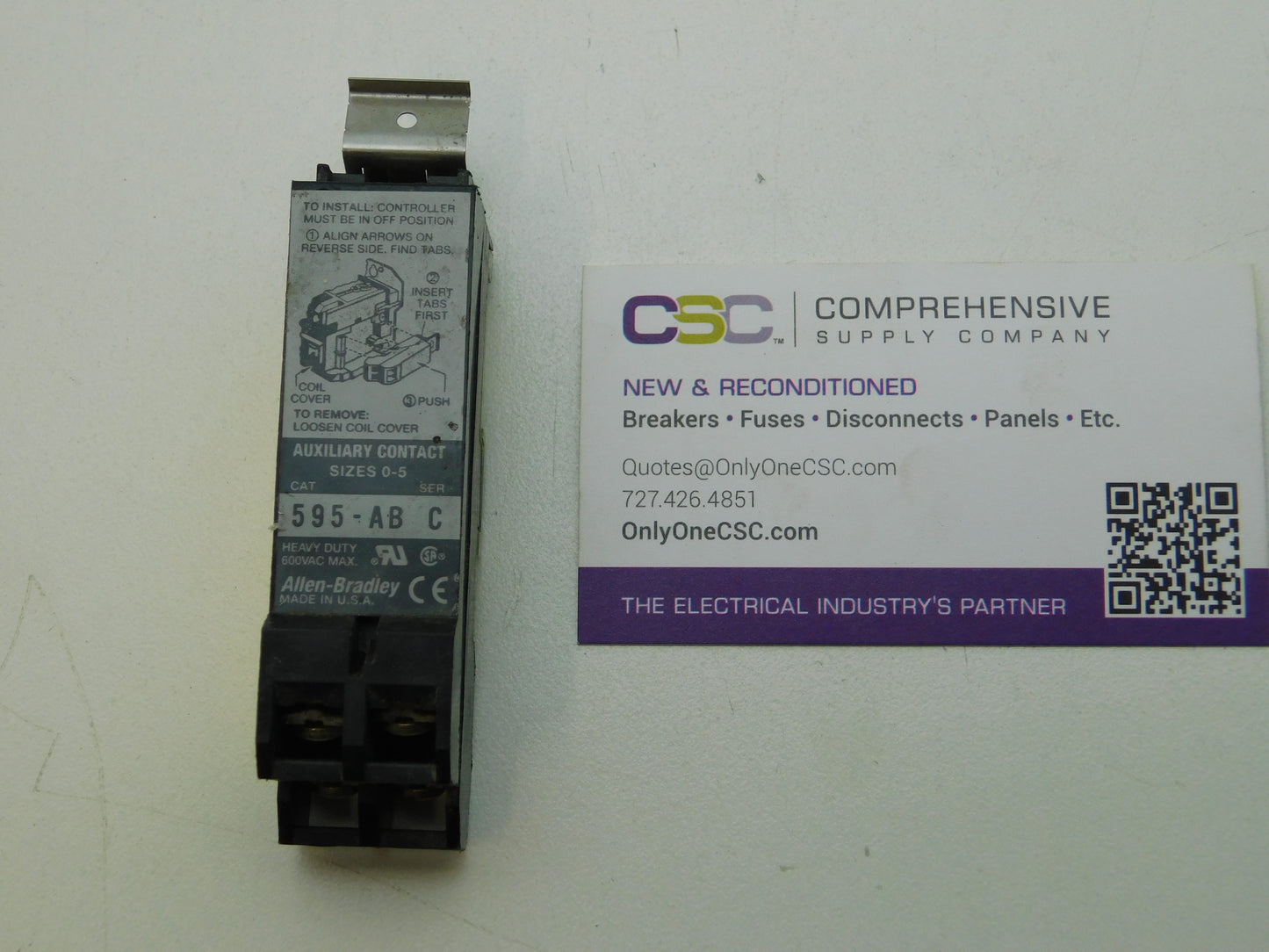 595-AB - Allen Bradley 600V Heavy Duty Auxiliary Contact For Nema Sizes 0-5