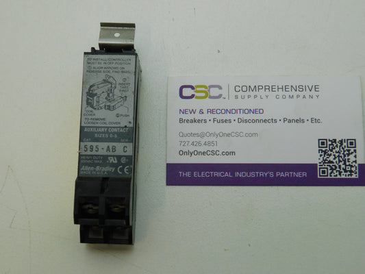595-AB - Allen Bradley 600V Heavy Duty Auxiliary Contact For Nema Sizes 0-5