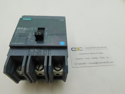 BQD315 - Siemens 15A Amp 3P Pole 14kA@480Y/277V Bolt On Gray Circuit Breaker